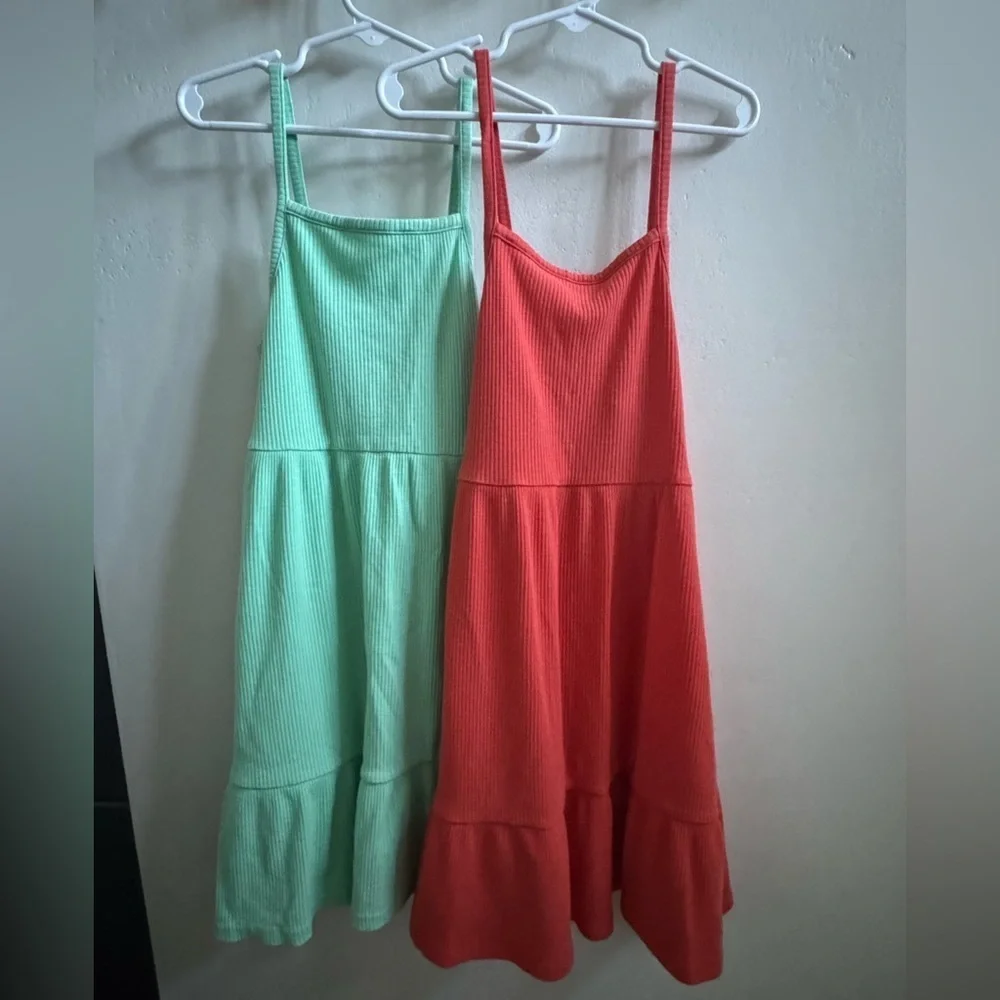 Old Navy Girls Rib-Knit Sleeveless Fit & Flare Dress Set of 2 Bundle Size M (8)